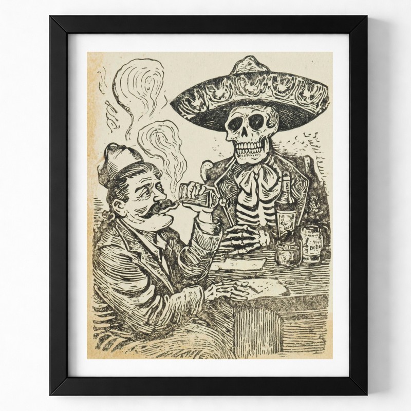 Day of the Dead Skeleton Wall Art Print 8x10 Mexican Folk Decor - 260401146 gallery
