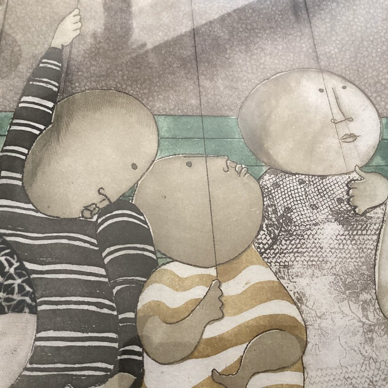 Ltd Edition 132/150 Litho., G. Boulanger, Children Sitting W. Balloons, Signed gallery