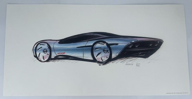 MAGDA DUSZKA 879/950 Signed Blue Corvette Concept Car Automobilia GM Design 1997