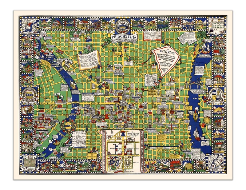 Vintage Philadelphia Map Poster – Landmarks, History & Architectural Heritage