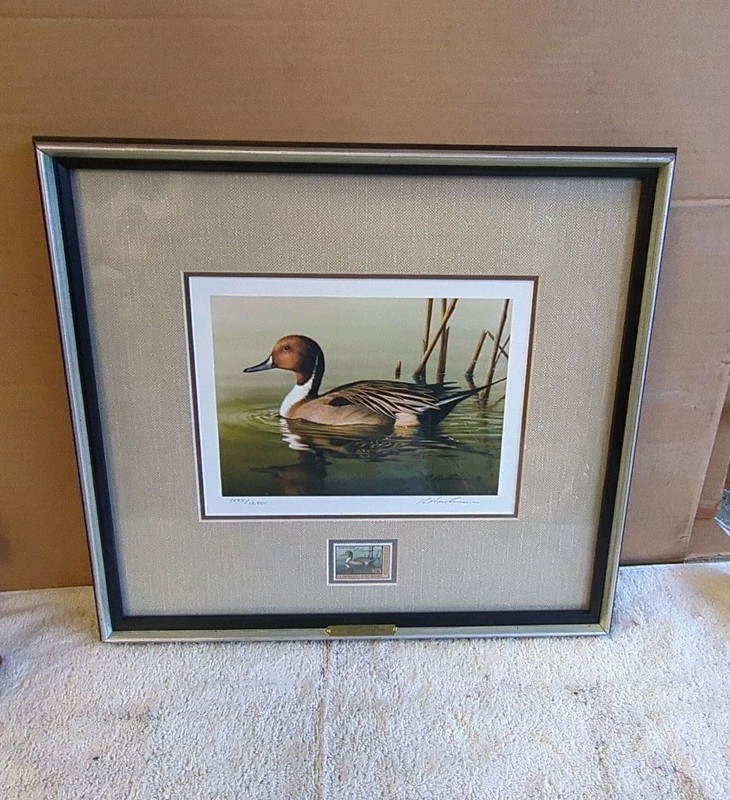 2001 Federal duck stamp, PinTail framed limited edition print by Robert Hautman