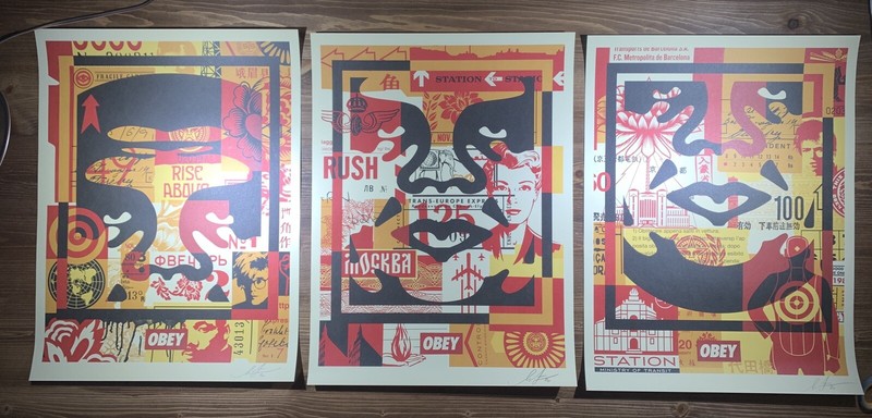 Shepard Fairey Obey Giant Icon Face Collage Art Print Poster SET Of 3 Signed