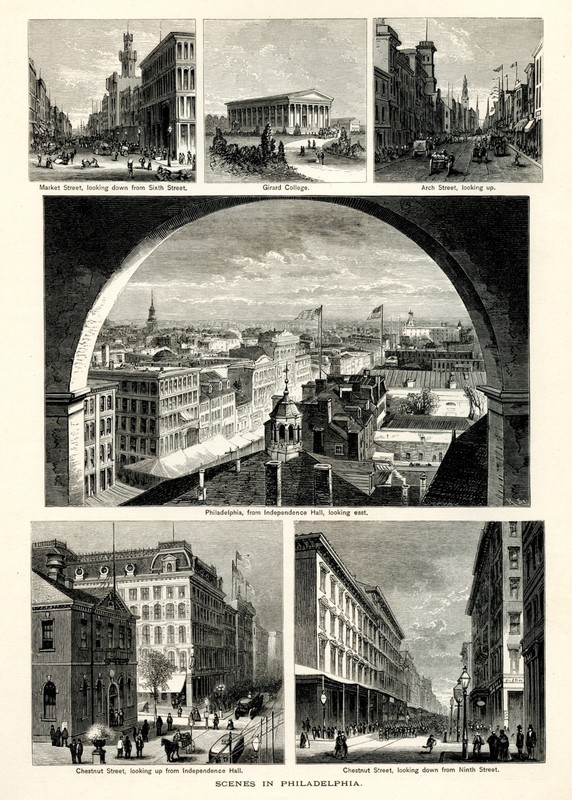 Scenes in Philadelphia, 1872 Historic American Scene, Antique Wood Engraving