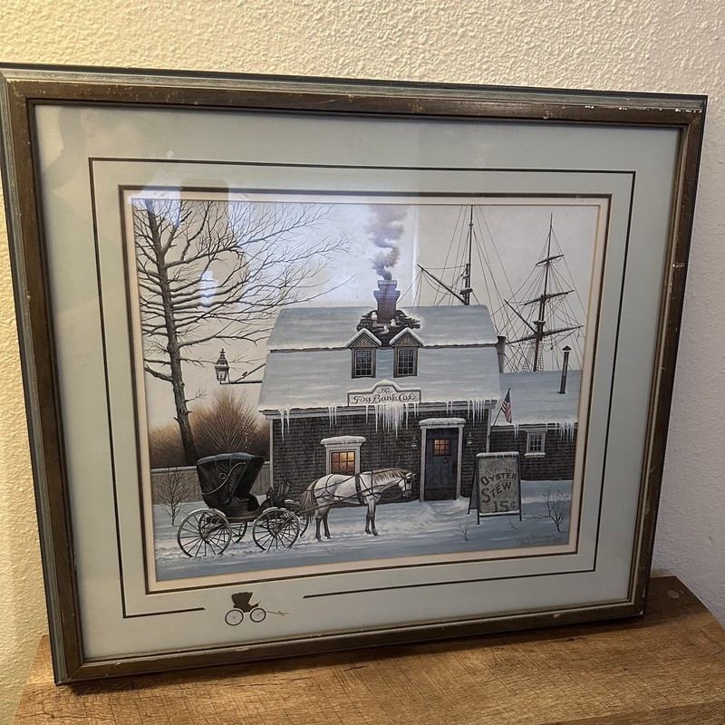 Charles Wysocki "Belly Warmers" FRAMED Art Americana Rural Winter 26x23 Inch gallery