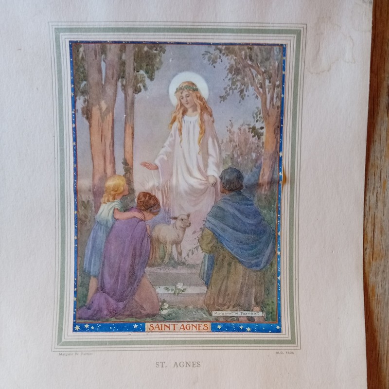 Saint Agnes Margaret W Tarrant Unframed Print 23cm x 29cm Genuine Vintage gallery