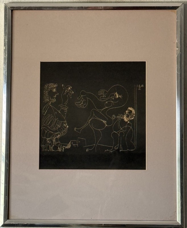 PABLO PICASSO VINTAGE CUBISM EROTIC LITHOGRAPH ENGRAVING OLD MODERN ART 1968