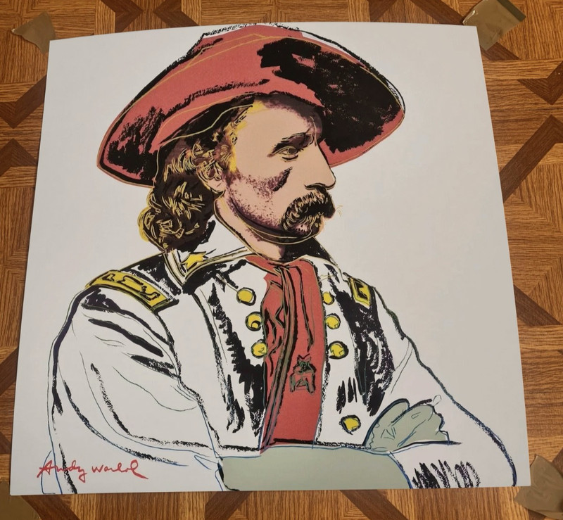 Andy Warhol General Custer 28×28 inches archival plate signed in red
