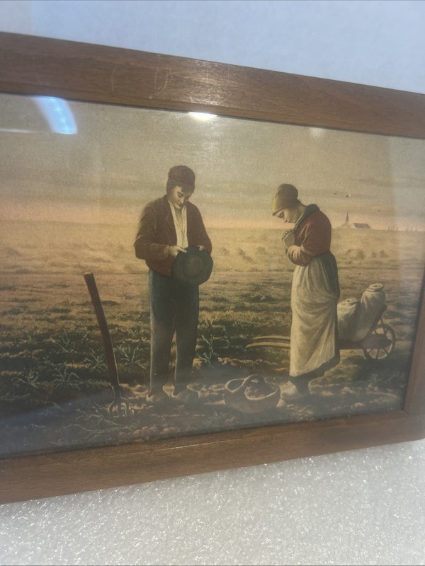 The Angelus By Jean-Francois Millet 1859 Reproduction Litho Print Antique Frame gallery