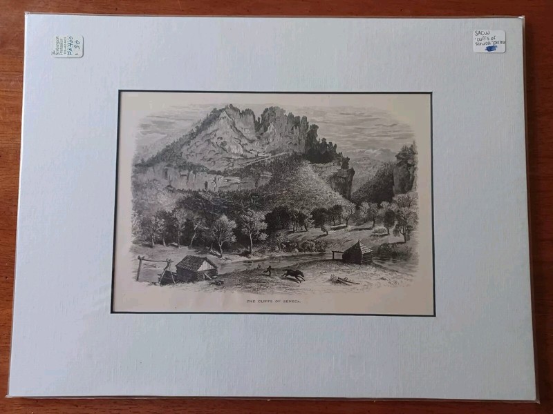 16 x 12 Matted View Cliffs Of Seneca West Virginia 1872 Wood Engraving