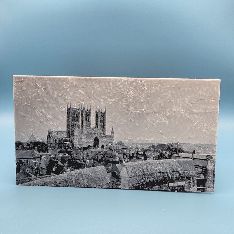 Original 3D Printed Lincoln Cathedral Art – Textured Black White Print 20cm