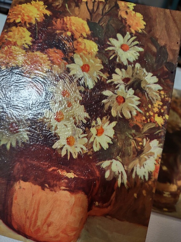 2 Floral DAC Ny Litho In USA 5x7" Vintage Art Panels Prints Yellow White Daisies gallery