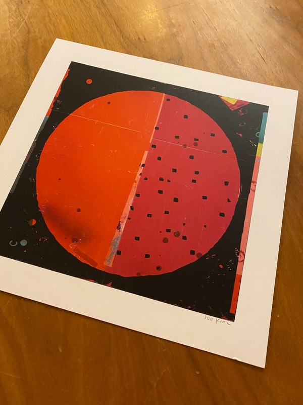 Orange Red 10" x 10" Signed Numbered Art Print Abstract Circle Shape Colors Dots gallery