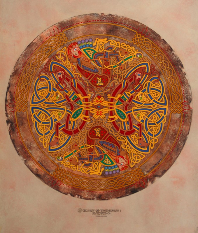 CELTIC MANDALA PRINT Red Beard Pullers 23x16 By Jim FitzPatrick Book of Kells