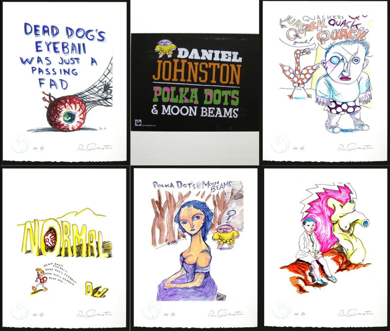 DANIEL JOHNSTON SIGNED 5-piece Print Portfolio Polka Dots and Moonbeams 28/50