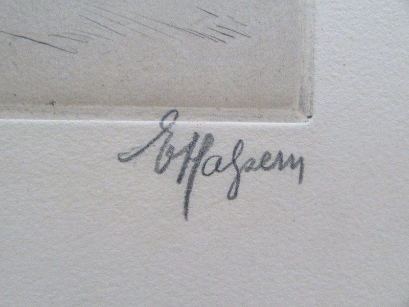 Vintage Mid Century Signed Frederick Halpern Bull & Matador Etching gallery