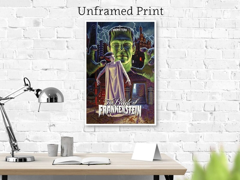 Monster Couple Old Movie Poster Bride of Frankenstein Art Print Original Reprint gallery