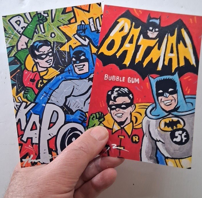 Batman & Robin Limited Ed 2 Hand Signed 4×6 Prints Batman 66 Pinup FanArt