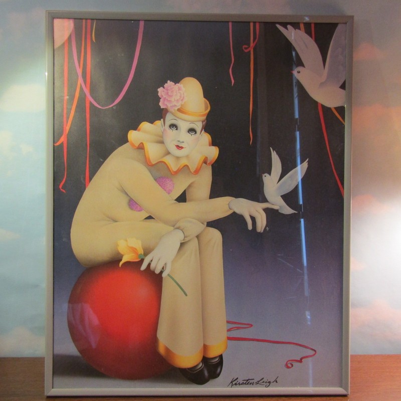 Dreamy Clown Pierrot Circus Kristen Leigh Framed Art Print Large Cute Soft Scary