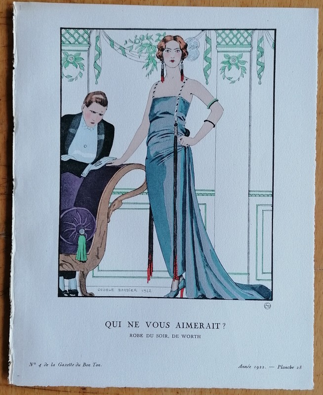 Art Deco Gazette de Bon Ton Pochoir Qui ne vous aimerait by G. Barbier – 1920
