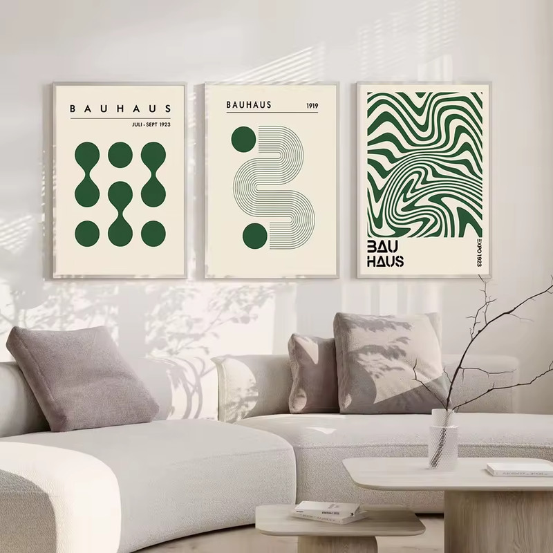 Set of 3 Bauhaus Art Canvas Print Abstract Geometric Minimalist 20×30  30x40 cm gallery