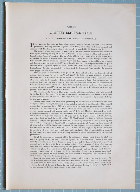 LARGE 1862 EXHIBITION PRINT REPOUSSE SILVER TABLE ELKINGTON & Co BIRMINGHAM gallery