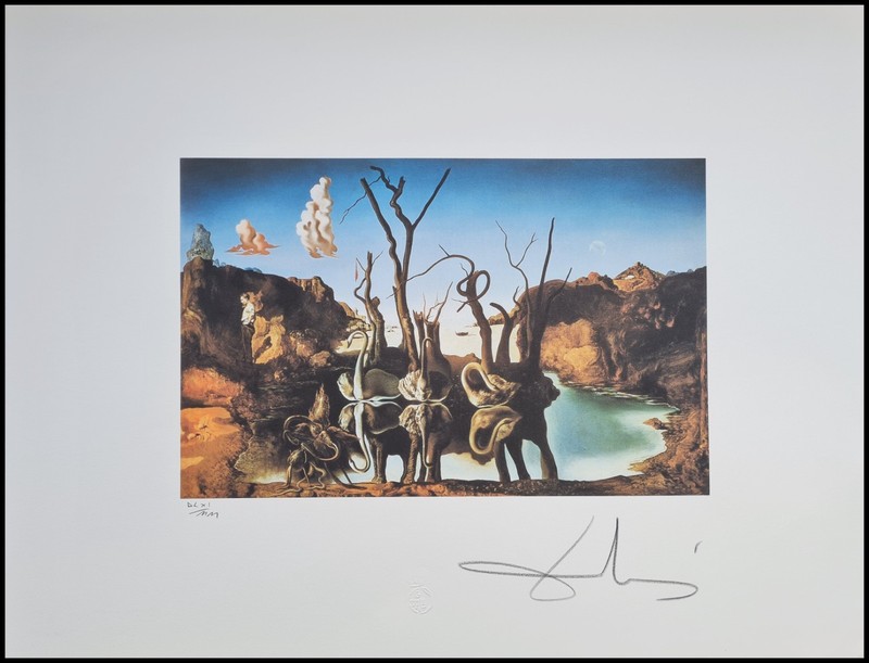 Salvador Dali Swans Reflecting Elephants 25 5/8×19 11/16in Signed &c Limited