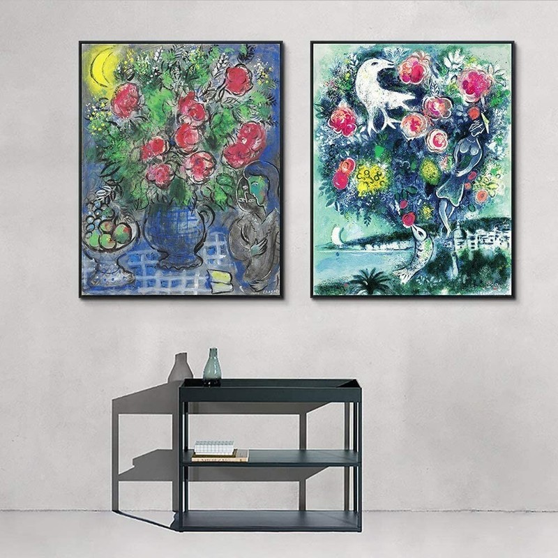 Framed Canvas Giclee Print Combo Painting 2 Pieces by Marc Chagall 20"x24" Each gallery