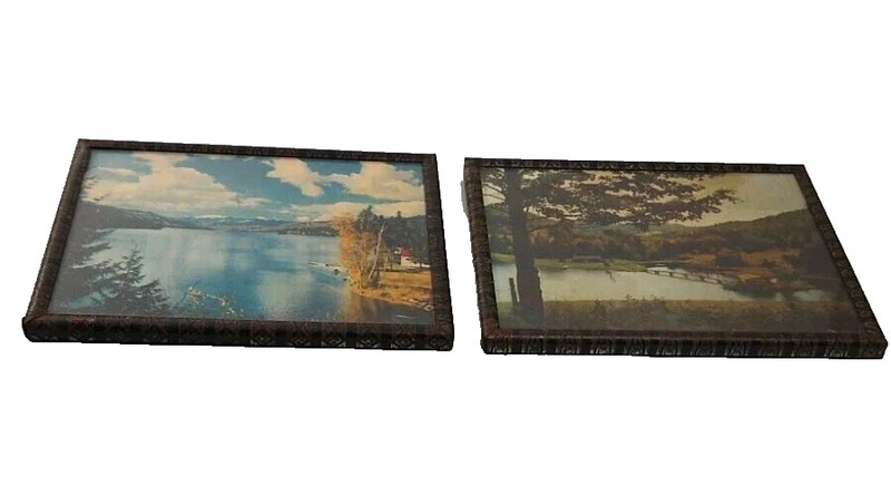 4x5 Framed Prints vintage 50s metal frame MOUNTAIN LAKE RURAL SCENCE 2 MCM READ gallery