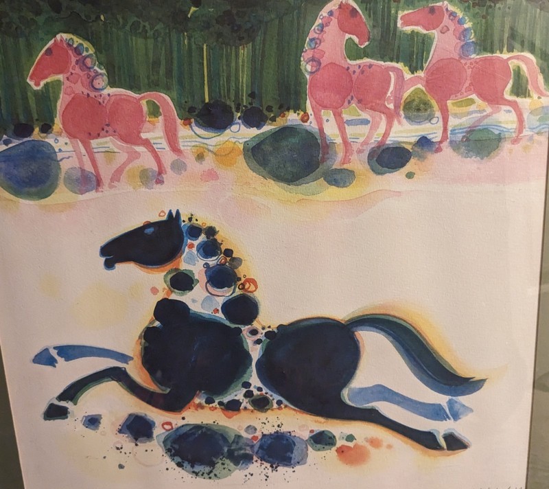 MENGUY Signed Vtg (80s) Watercolor Gallery Print 20×30 Inch