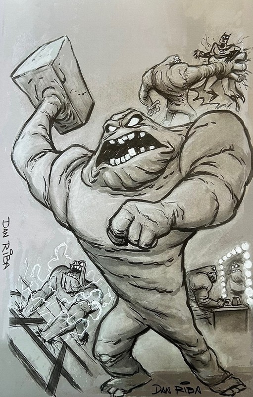 DAN RIBA rare CLAYFACE MONTAGE art print 11×17 SIGNED Commission Last TWO