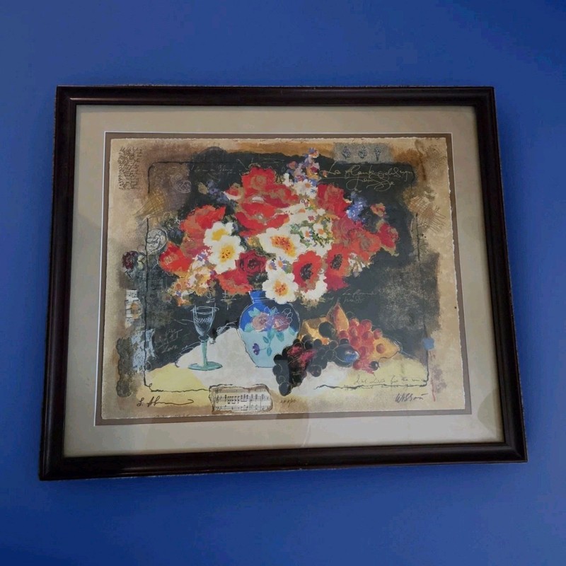 Alexander & Wissotzky, "Red Flowers With Grapes"  Limited 5/50 Serigraph Framed
