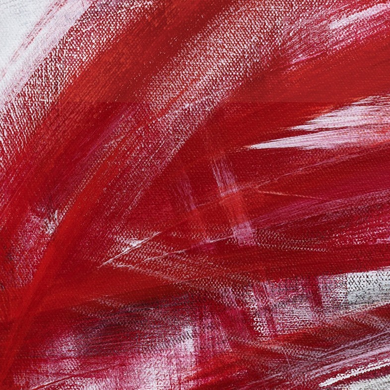 Black & White w Red Abstract Lithography Print on Board from Painting, 24" x 24" gallery