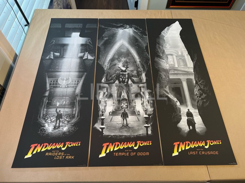 Mondo Print Style Ben Harman Indiana Jones Trilogy Variant Set Harman #d of 100