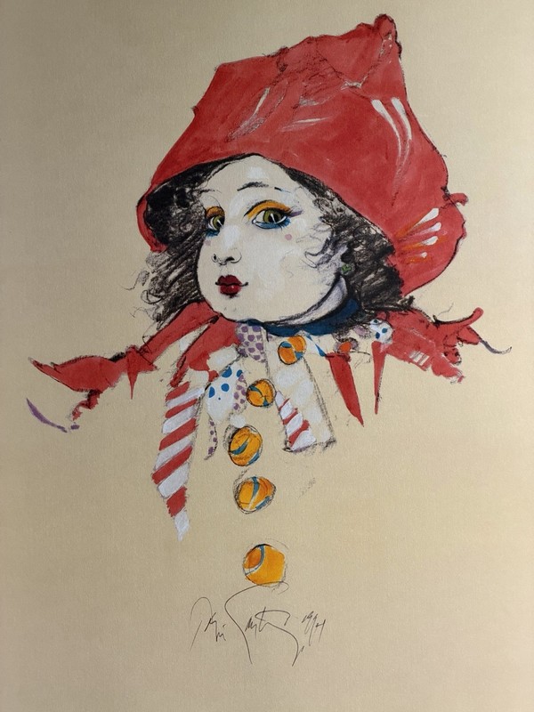 Ramon Santiago, 1943-2001. “Little Red” 1994 Art Print, 14x18 Inches, Exc Cond