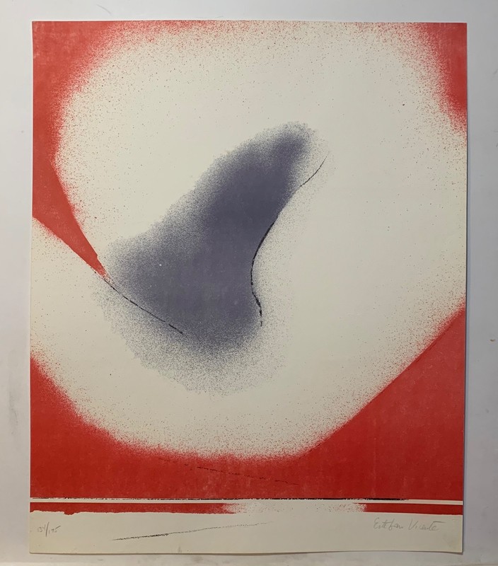 Spanish American Artist, Esteban Vicente Original Signed Lithograph Abstract