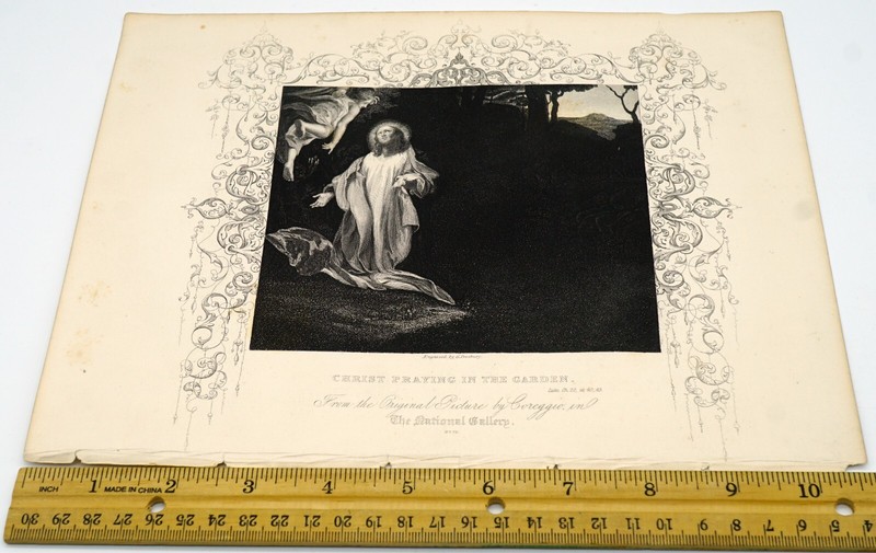 Antique Print Christ Praying in The Garden From Original Picture by Correggio gallery