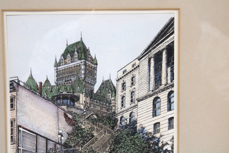 Le Chateau Frontenac Quebec Hand-Colored Etching Signed Alain Couture gallery