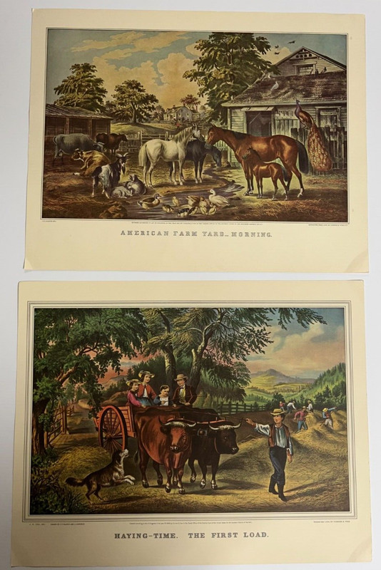 Two Double Sided "Farm Life" Series Reprints by N. Currier, Lith. gallery