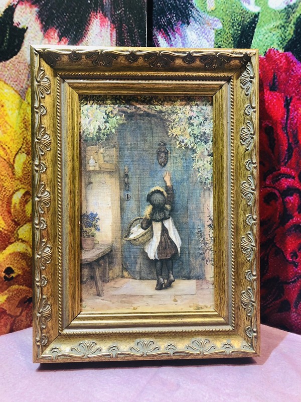 VINTAGE «THE VISITOR» CANVAS ART PRINT REPLICA PAINTING DESIGN TOSCANA FRAMED.