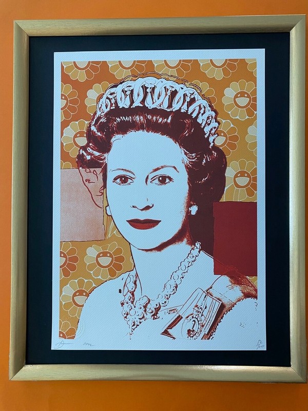DEATHNYC Hand Signed Print Framed 16x20in COA QUEEN ELIZABETH MURAKAMI PopArt