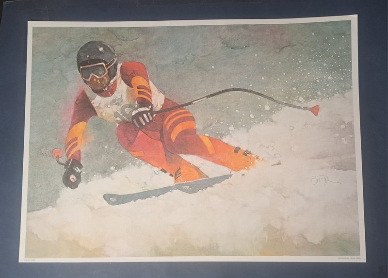 BART FORBES ART PRINT " Calgary 1988 " OLYMPIC SKI RACER SKIER WINTER SCENE N/R gallery