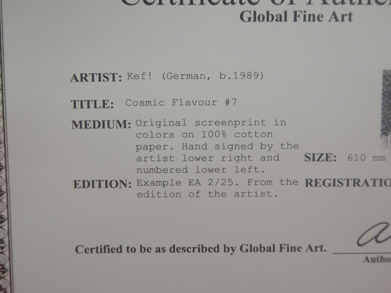 KEF! (Simon Kef) Cosmic Flavour Screen Print #7, ARTIST PROOF 2 of 25 with COA gallery