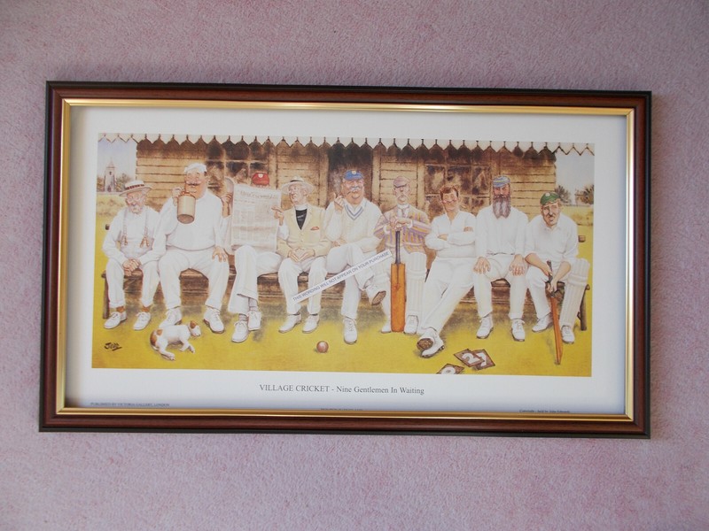 PRINTS BY JEDD LARGE SIZE FRAMED -VILLAGE CRICKET – NINE GENTLEMEN IN WAITING
