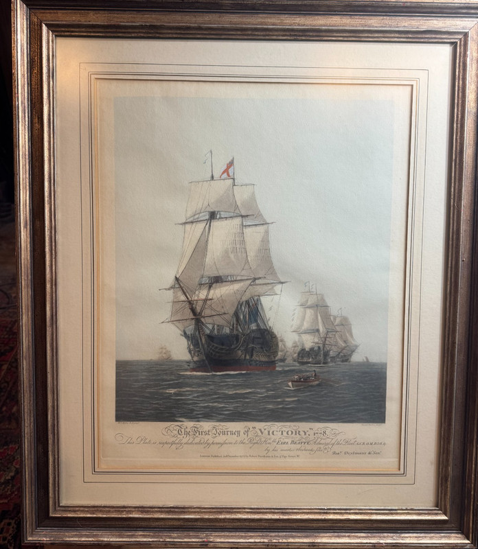 W L Wyllie Harold Wyllie First Journey of Victory 1778 HMS Naval Print Framed