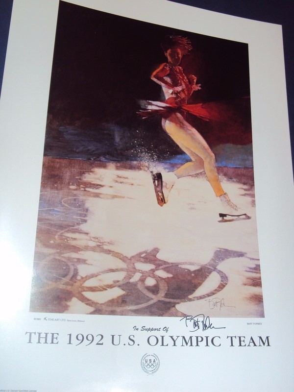 HAND SIGNED Bart Forbes art poster » Figure Skater » 1992 US Olympic Team