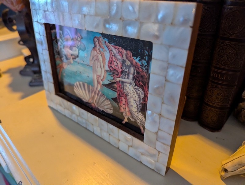 Birth of Venus Framed Art Print Mother of pearl frame 19.3 X 14.1cm OOAK gallery