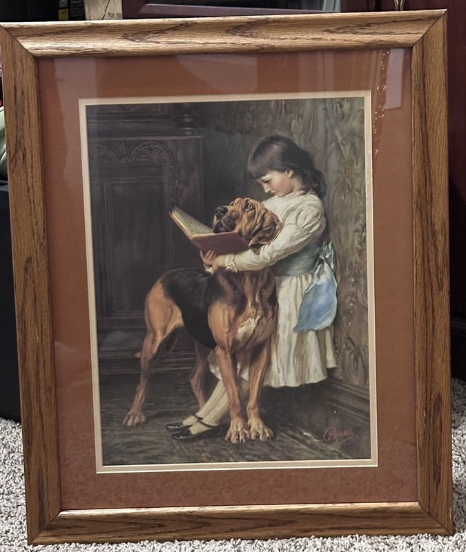Vintage Picture “Naughty Boy!” by Briton Riviere Matted and Framed