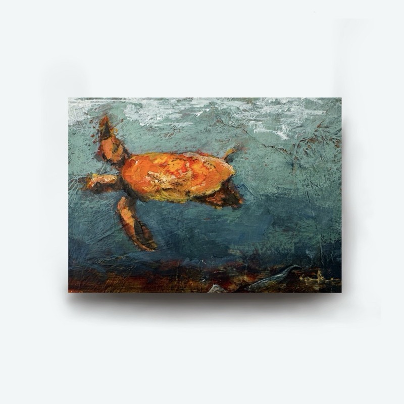 ACEO Ltd Print /8 Sea Turtle Animal Nature Collectible Miniature Art Card