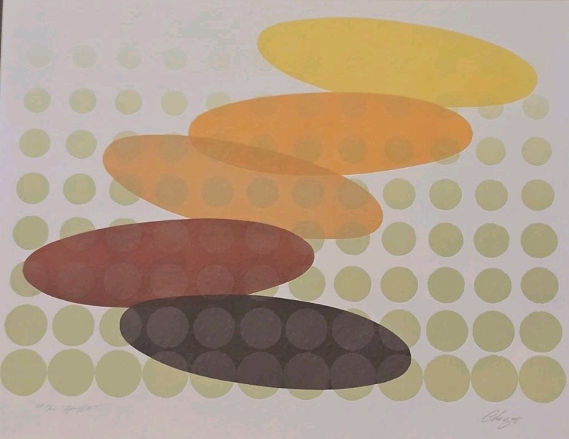 Signed & Numbered Chezan «Spin-off » Geometric Framed AP 5/25 Litho Art Print