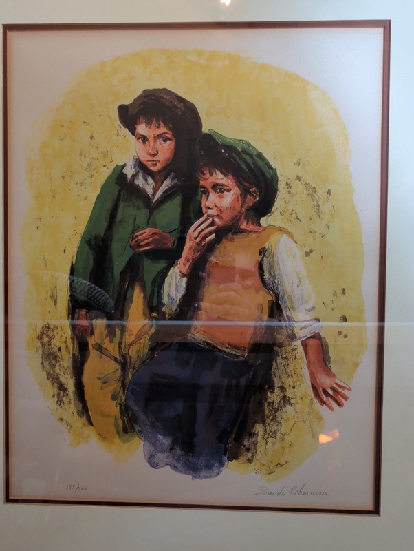 Sandu Liberman, Two Boys Lithograph, signed in pencil 187/200 Limited Edition gallery